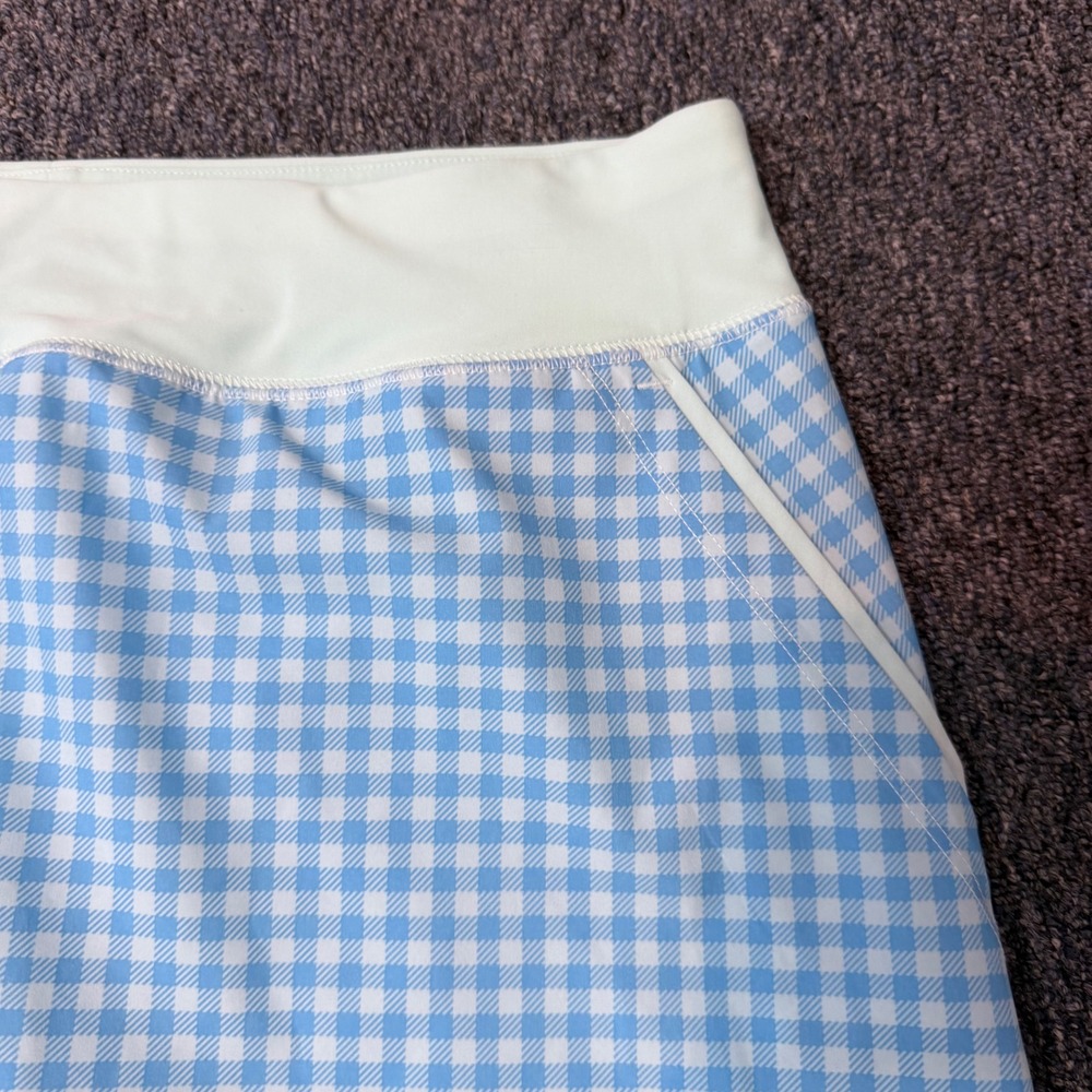 Lands End Blue Gingham Golf Skort Womens Tennis Pickleball Active Skirt Pockets - Picture 4 of 12